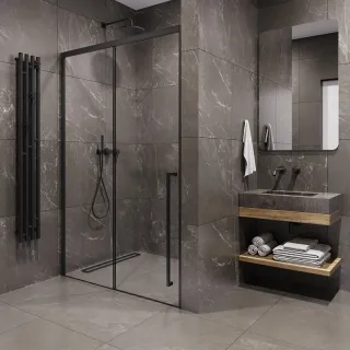 Душевая дверь в нишу Timo T57R 130 см правая чёрный